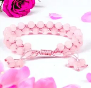 Armband rozenkwarts dubbele rij verstelbaar