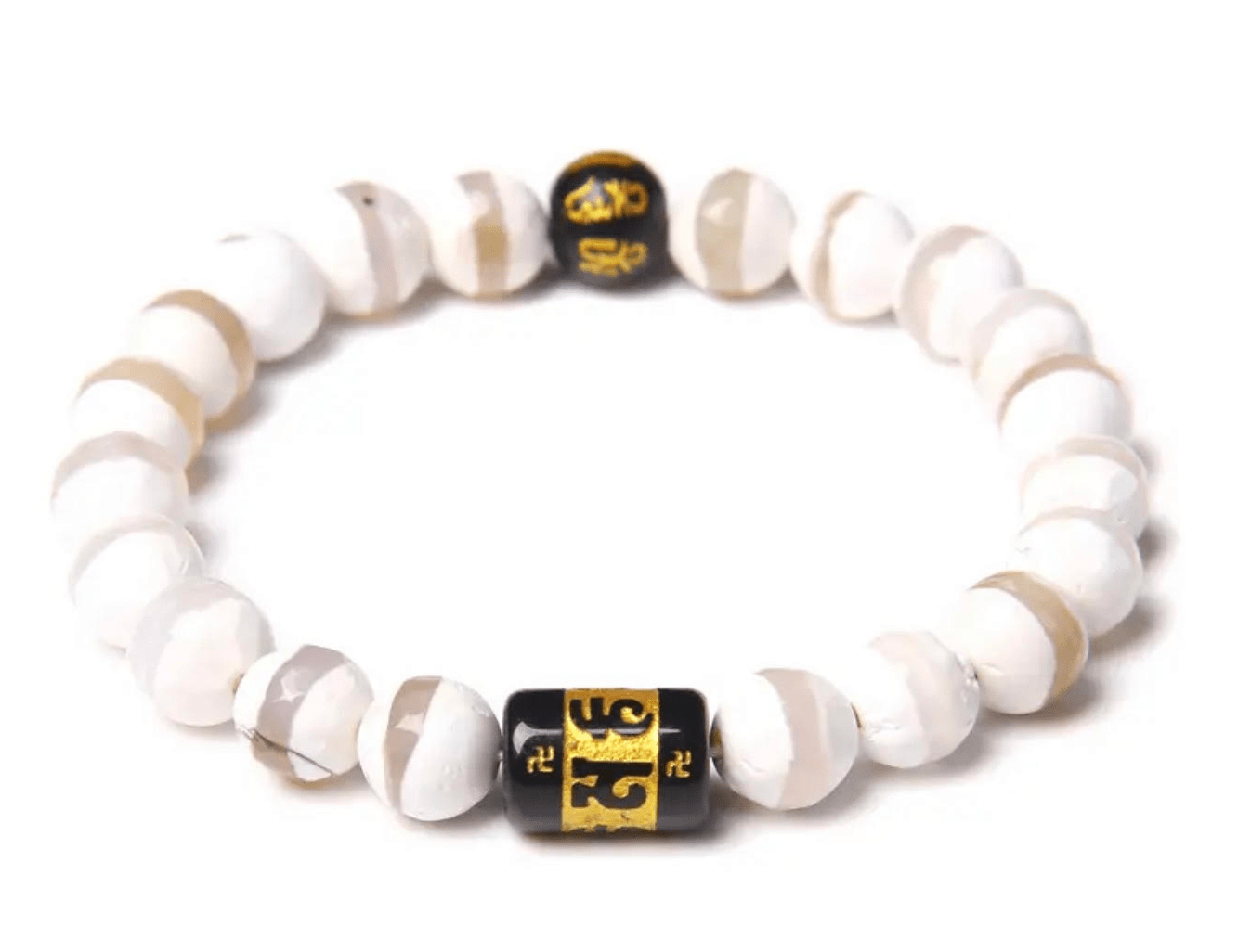 Witte Agaat Armband met Gelukshanger