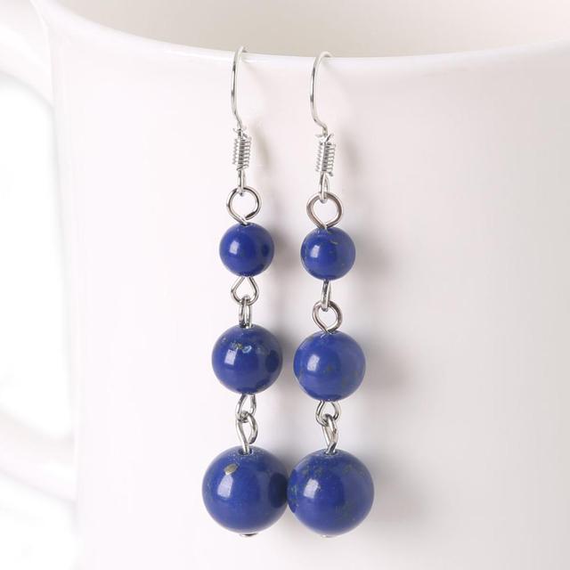 Oorbellen 3 kralen Lapis Lazuli