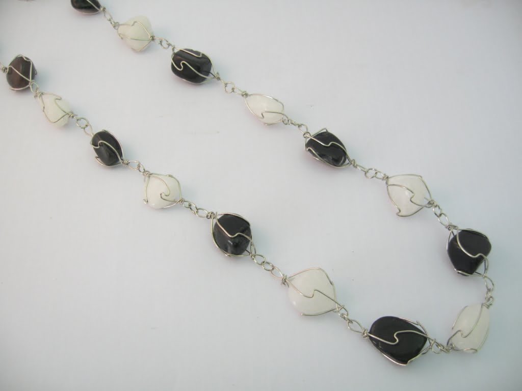 Chakra ketting met Onyx en Milky Quartz