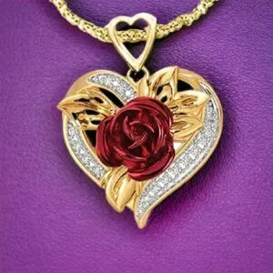Ketting rozen hart goudkleurig