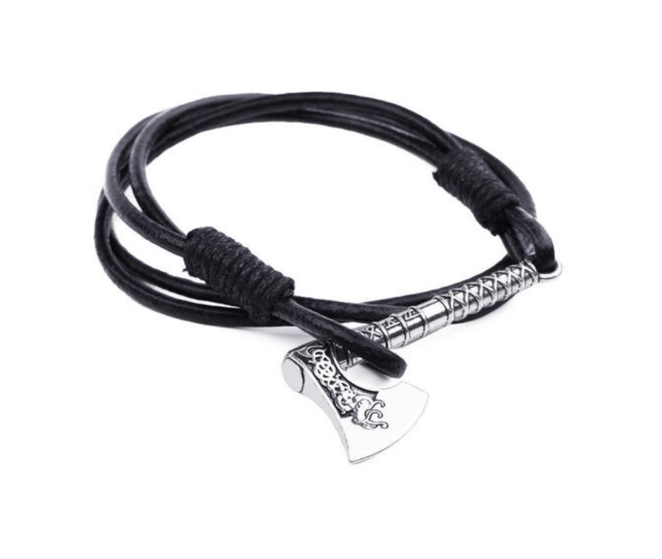 Lederen Armband met Viking Bijl