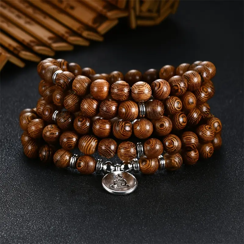 Boeddhistische Mala Houten Kralenketting