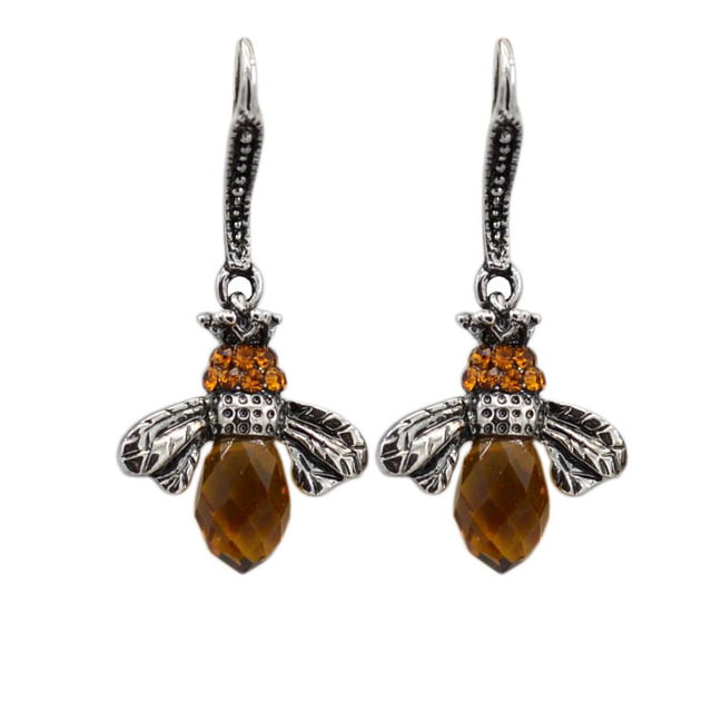 Bijtjes oorbellen met geel kristal - Spirituele Sieraden en Edelstenen - Spiritueelboek.nl