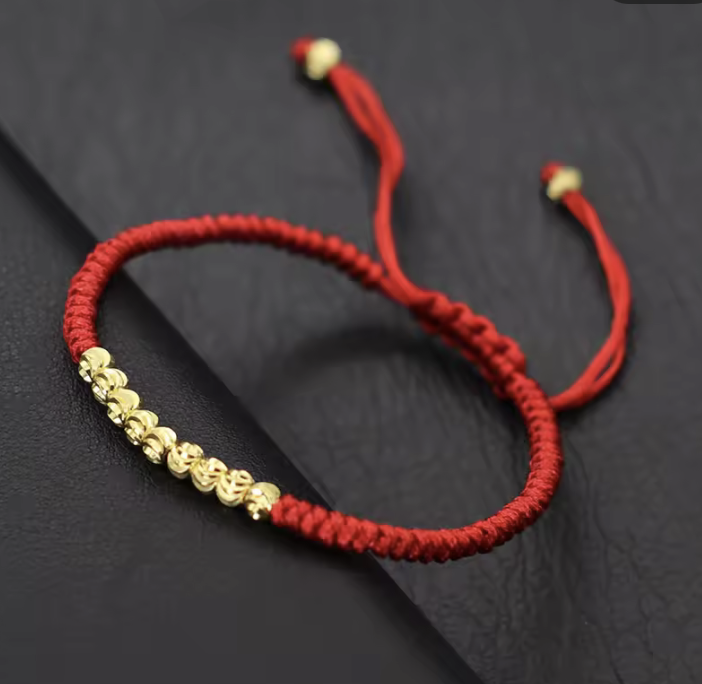 Tibetaanse gevlochten armband rood