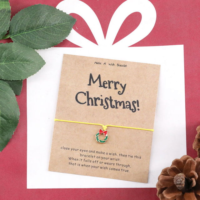 Wens Armband met Gekleurde Kerstkrans Bedel en Verstelbaar Bandje - Sieraden - Spiritueelboek.nl