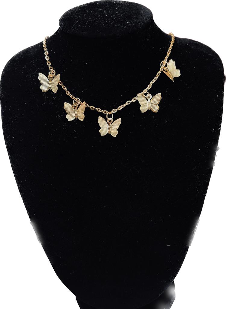 Ketting met 5 Vlinder Bedeltjes - Sieraden - Spiritueelboek.nl