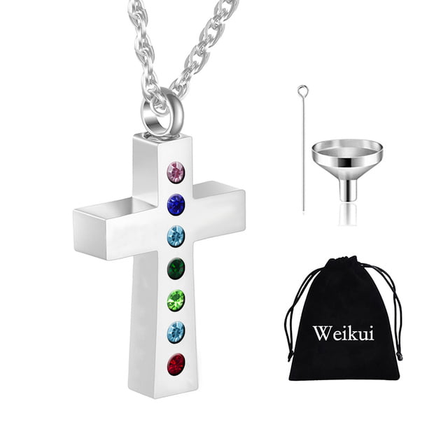 Zilverkleurige Urn Ketting met Kruis Hanger - Bewaar je Dierbare Herinneringen - Sieraden - Spiritueelboek.nl