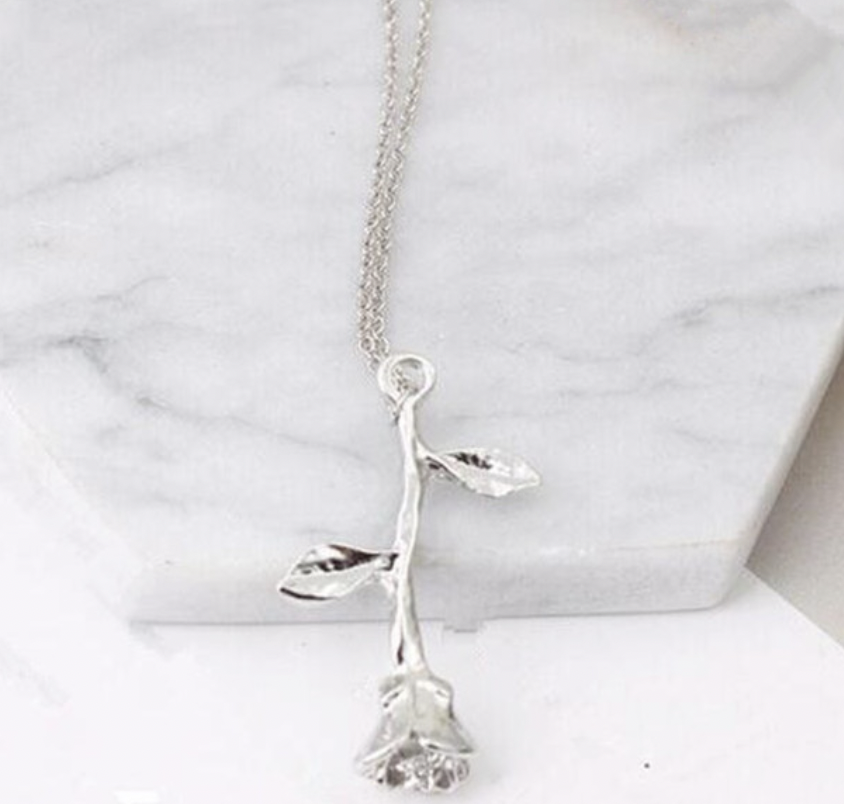Zilverkleurige Ketting met Roos Hanger - Sieraden - Spiritueelboek.nl