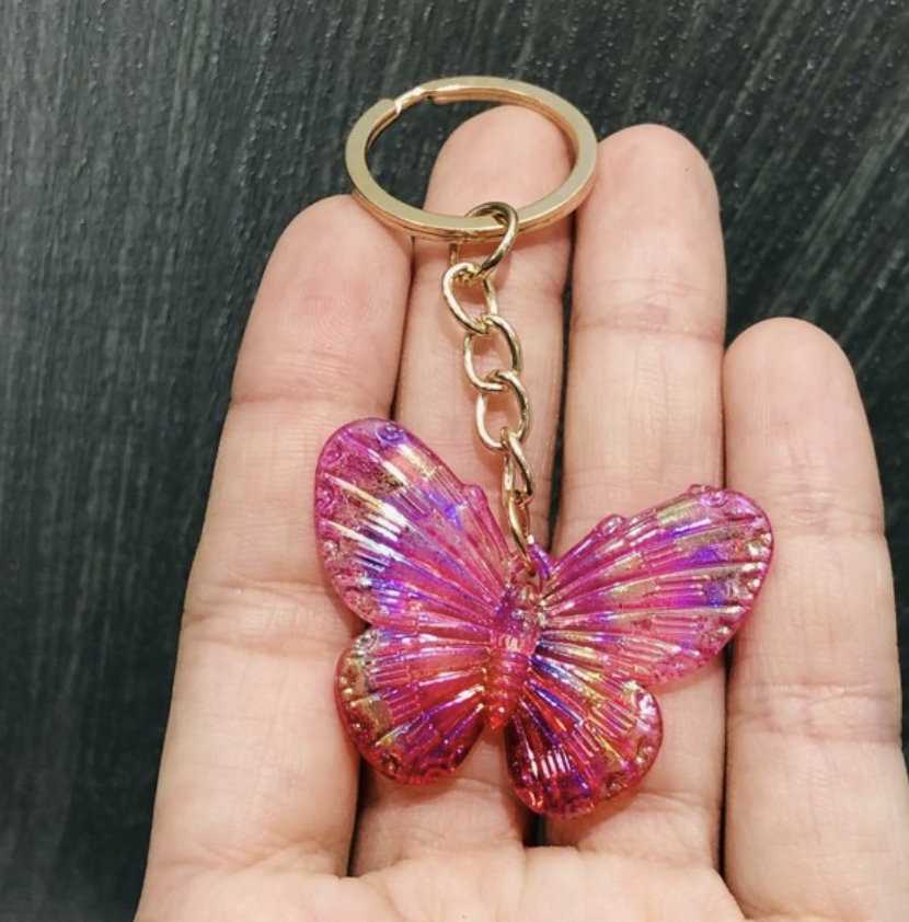 Roze Vlinder Sleutelhanger
