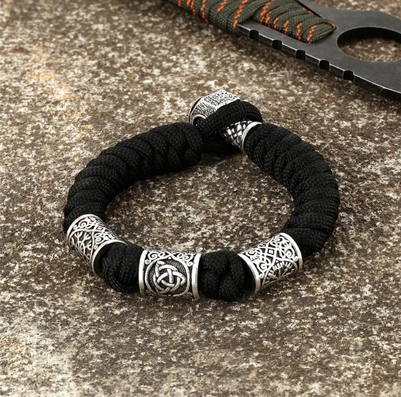 Noorse Viking Zwart Gevlochten Armband