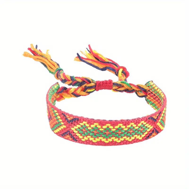 Geweven rood gele armband
