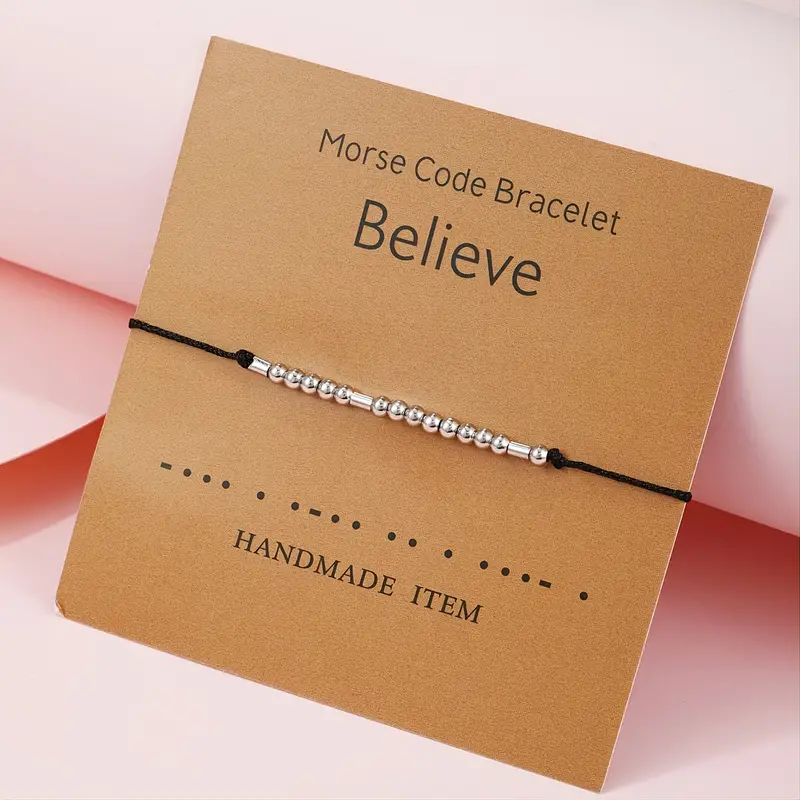 Zwarte Armband met Morse Code Kralen Geloof - Sieraden - Spiritueelboek.nl
