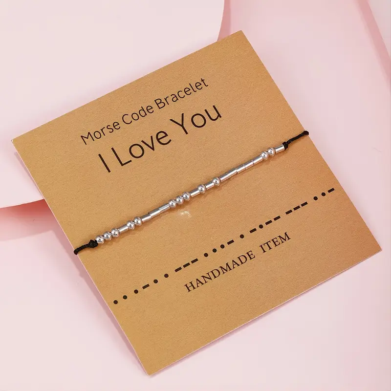 Zwarte Armband met Morse Code Kralen Ik Hou Van Jou - Sieraden - Spiritueelboek.nl