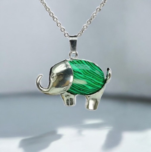 Ketting met Olifant en Malachiet