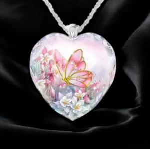Hart Ketting Roze Vlinder