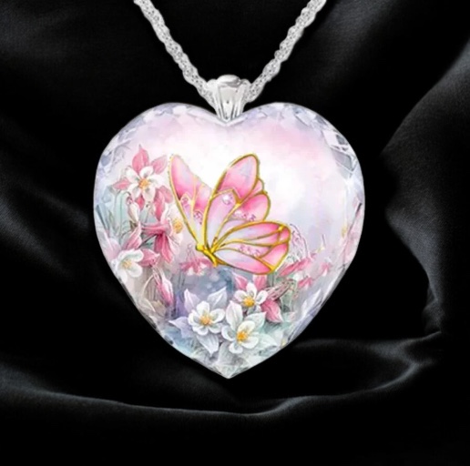 Hart Ketting Roze Vlinder