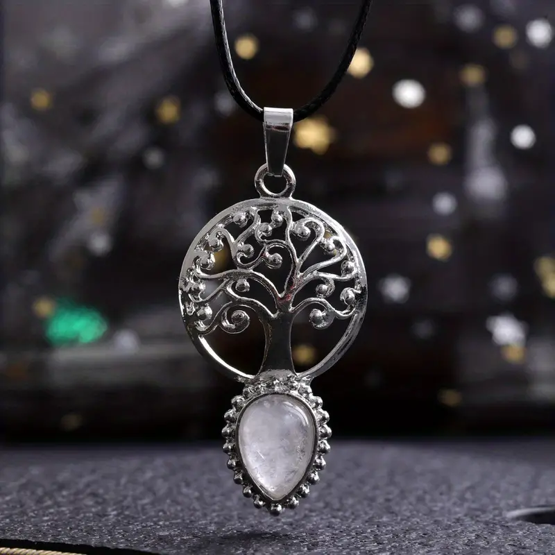 Levensboom Ketting met Bergkristal Edelsteen