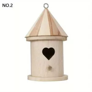 Houten Vogelhuisje met HartjesIngang