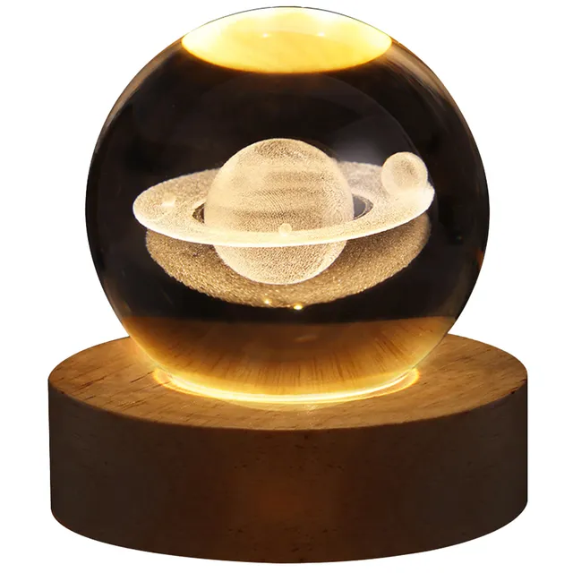 Saturnus Bol Lamp op Standaard - Zout(lampen) - Spiritueelboek.nl