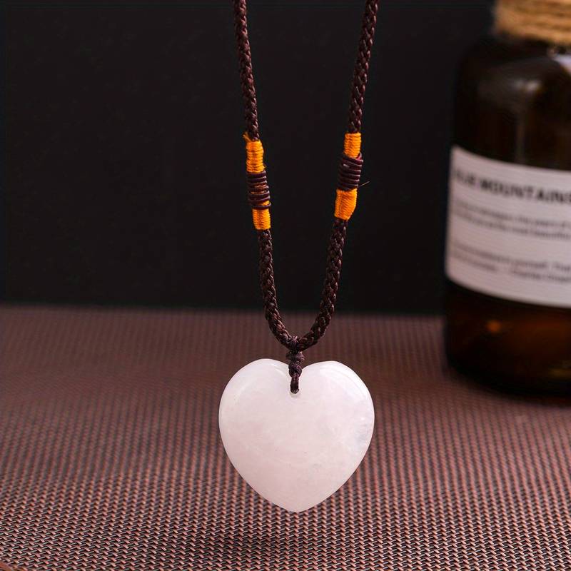 Lederen Ketting met Bergkristal Hart Hanger