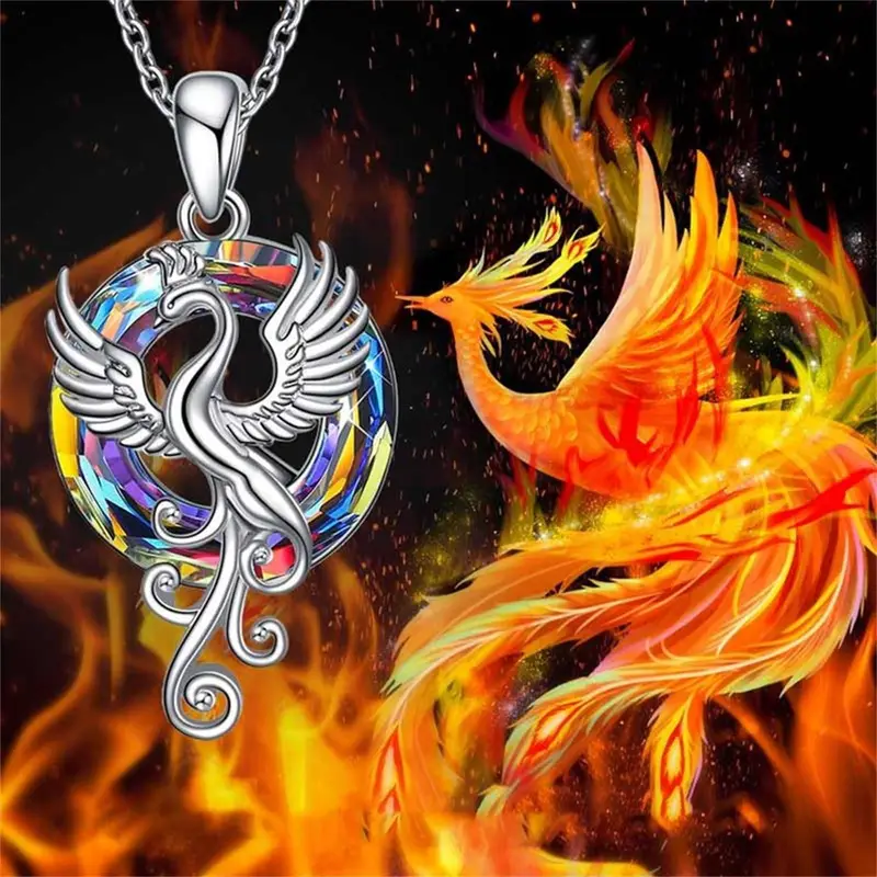 Zilverkleurige Drakenketting met Vuurmotief en Regenboogcirkel - Sieraden - Spiritueelboek.nl