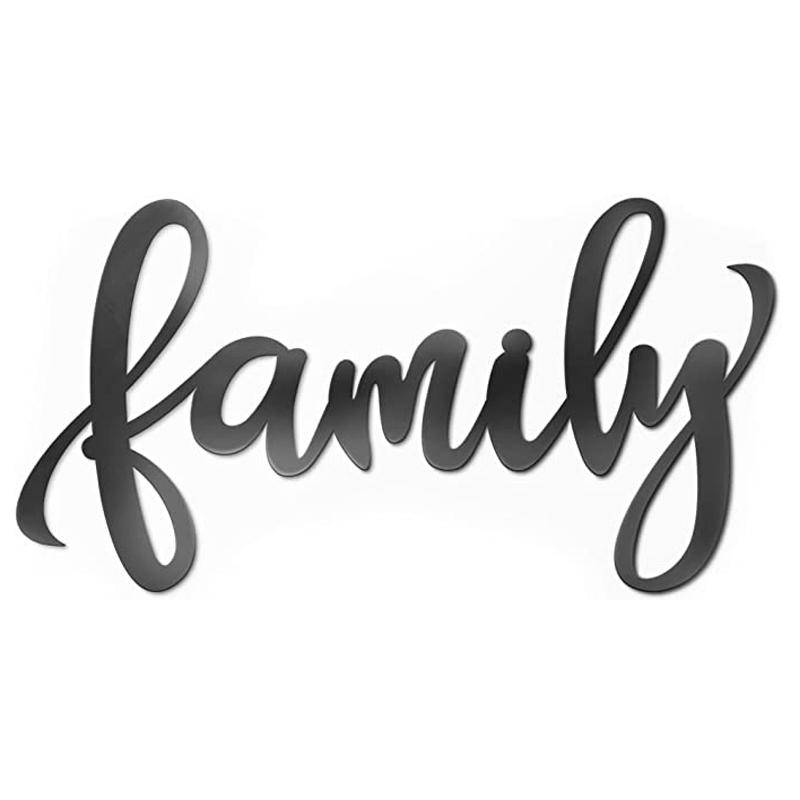 Zwarte IJzeren Muurplaat met 'Familie' Opdruk - Home & Living - Spiritueelboek.nl