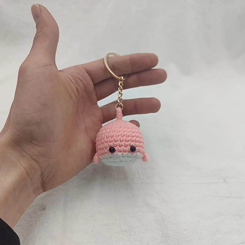 Gebreide Roze Walvis Sleutelhanger