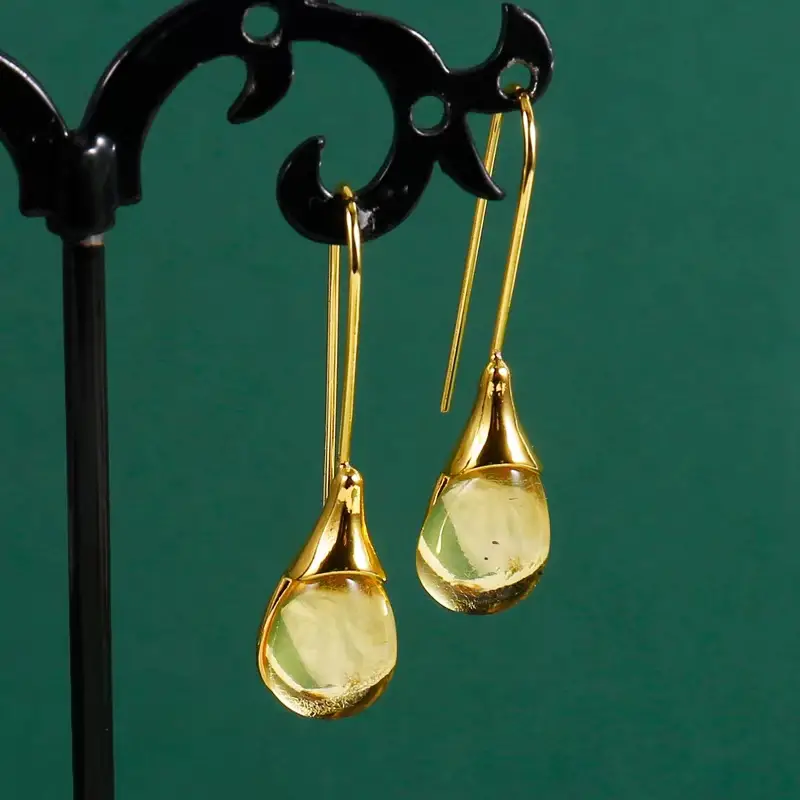 Synthetische Edelstenen Haakoorbellen Champagne - Sieraden - Spiritueelboek.nl