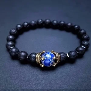 Tijgeroog Bedelarmband Met Vulkanische steen