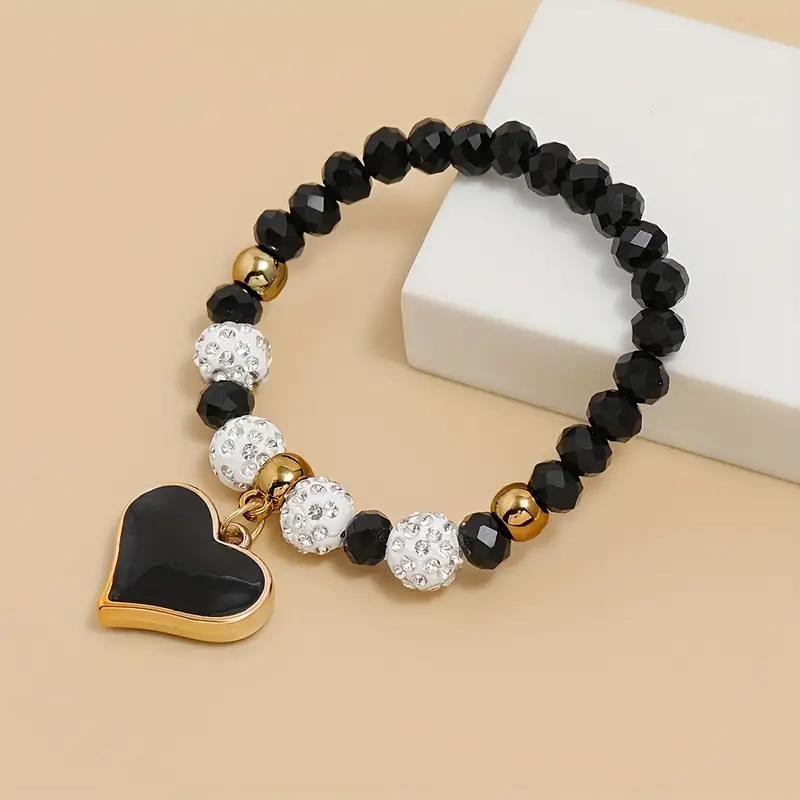 Zwart Hart Hanger Kralen Armband - Sieraden - Spiritueelboek.nl