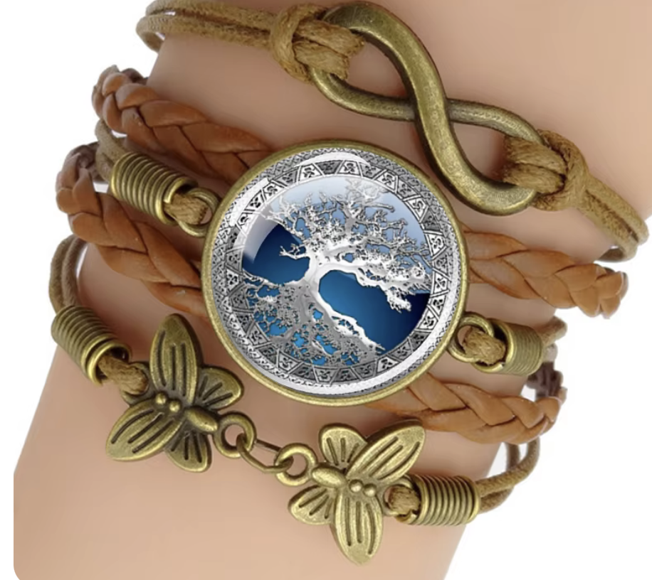 Keltische Gouden Levensboom Armband Bruin