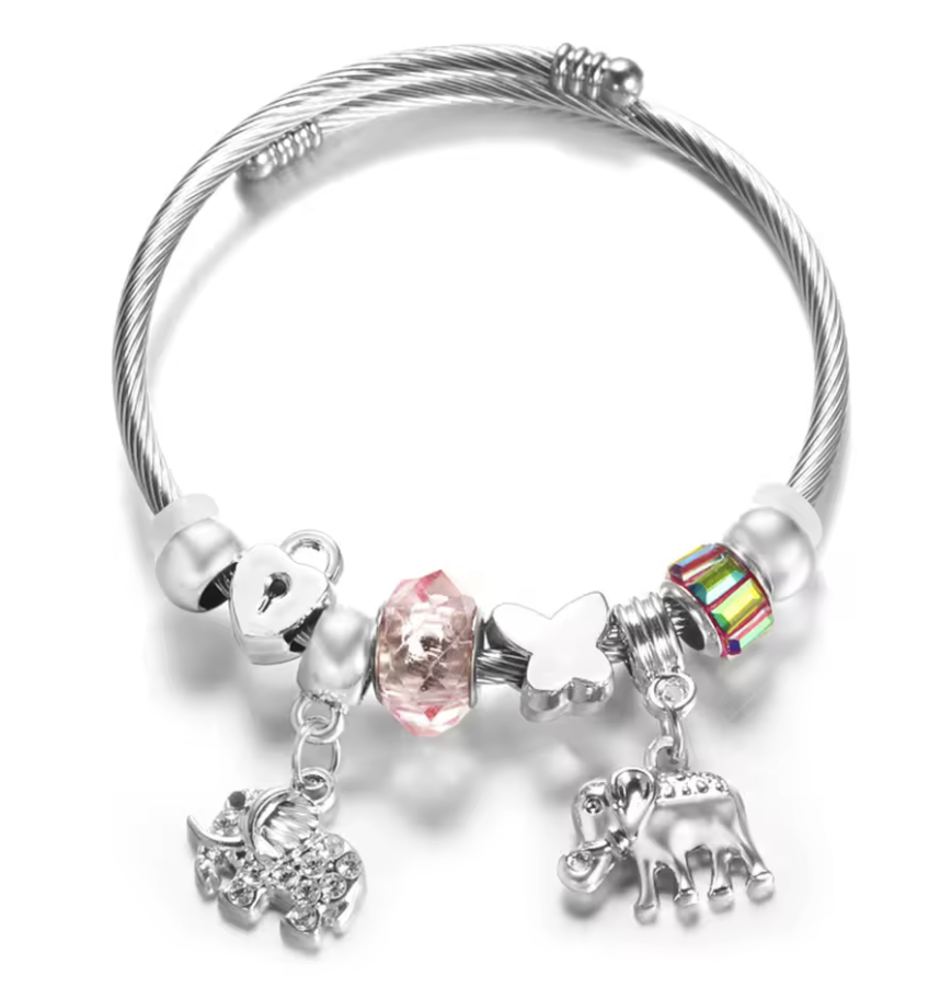 ZIlveren Kralen Olifanten Armband