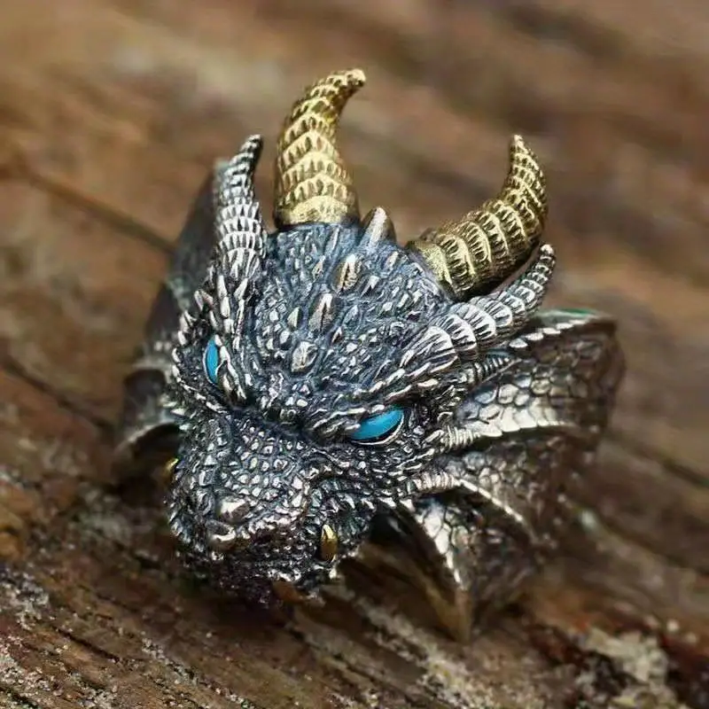 Demon Dragon Ring Blauwe Ogen - Sieraden - Spiritueelboek.nl