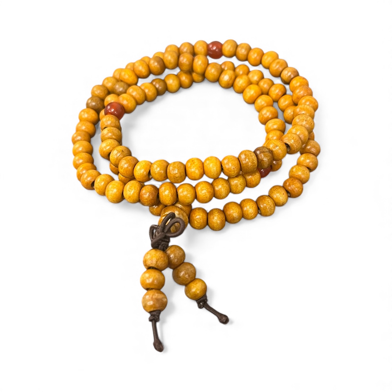 Natural Sandalwood Mala Armband Oranje-Bruin