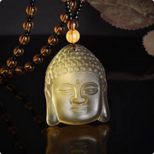 Gele Obsidiaan Ketting Boeddha Hoofd
