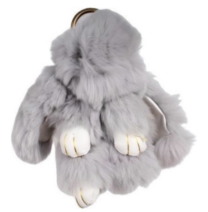 Grote Lichtgrijze Konijn Knuffel Sleutelhanger