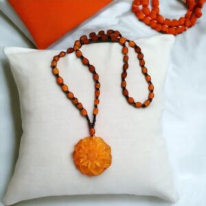 Ketting Handgemaakt met Bloem Broche Oranje