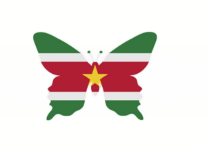 Sticker van Vlinder met Surinaamse Vlag