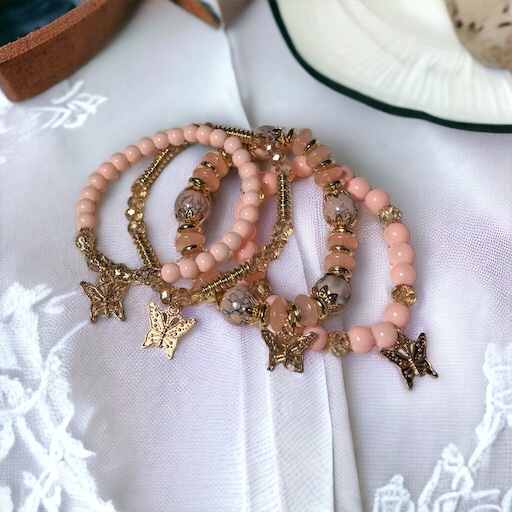 Armbanden Set Roze Vlinder - Armbanden - Spiritueelboek.nl