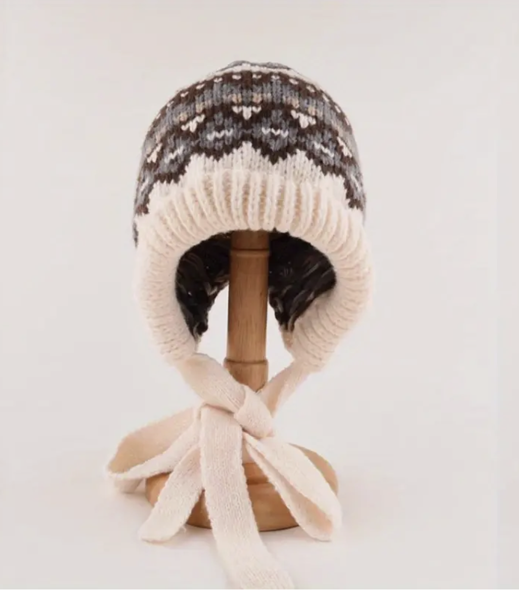 Boheemse Gebreide Muts Beige Bruin