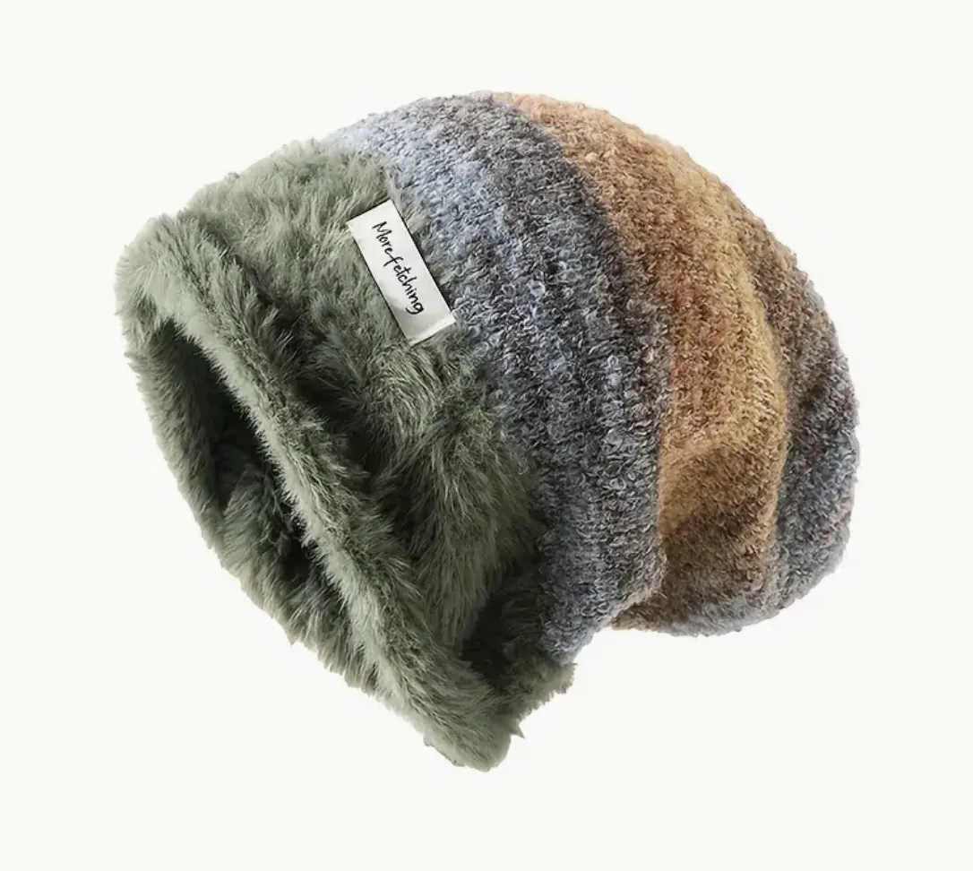 Gebreide Muts Groen Blauw Geel
