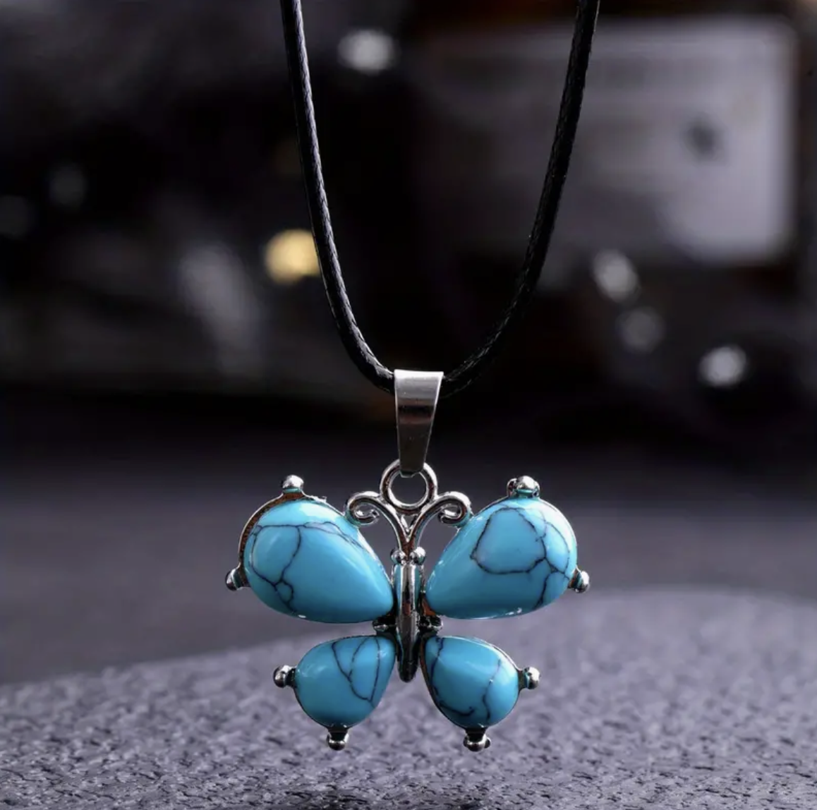 Turkoois vlinder ketting