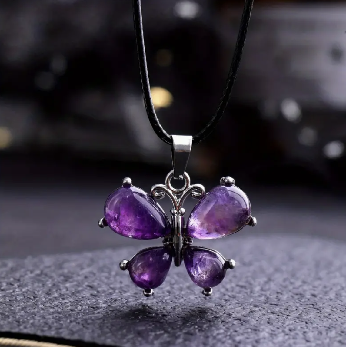 Amethist vlinder ketting