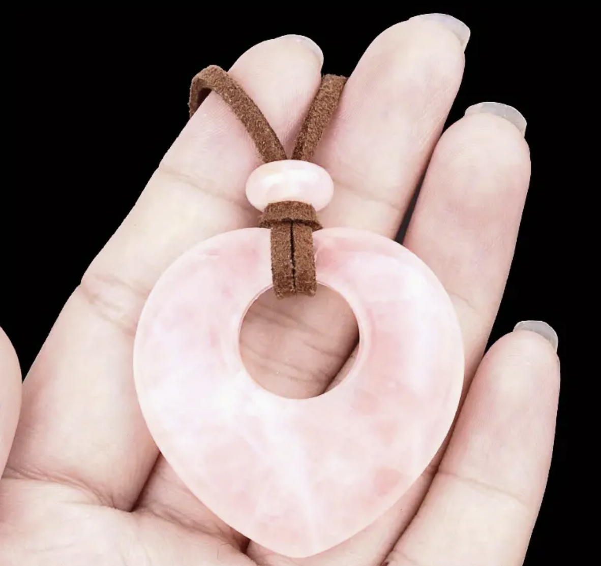 Boheemse rozenkwarts hart ketting