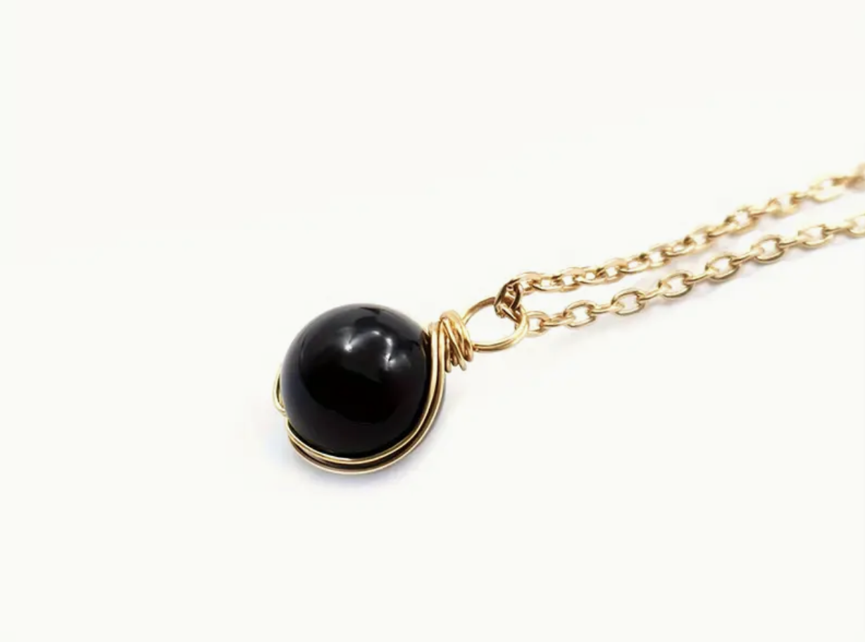 Goudkleurige Zwarte Agaat Ketting