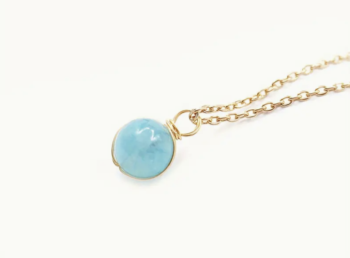 Goudkleurige Aquamarijn Ketting
