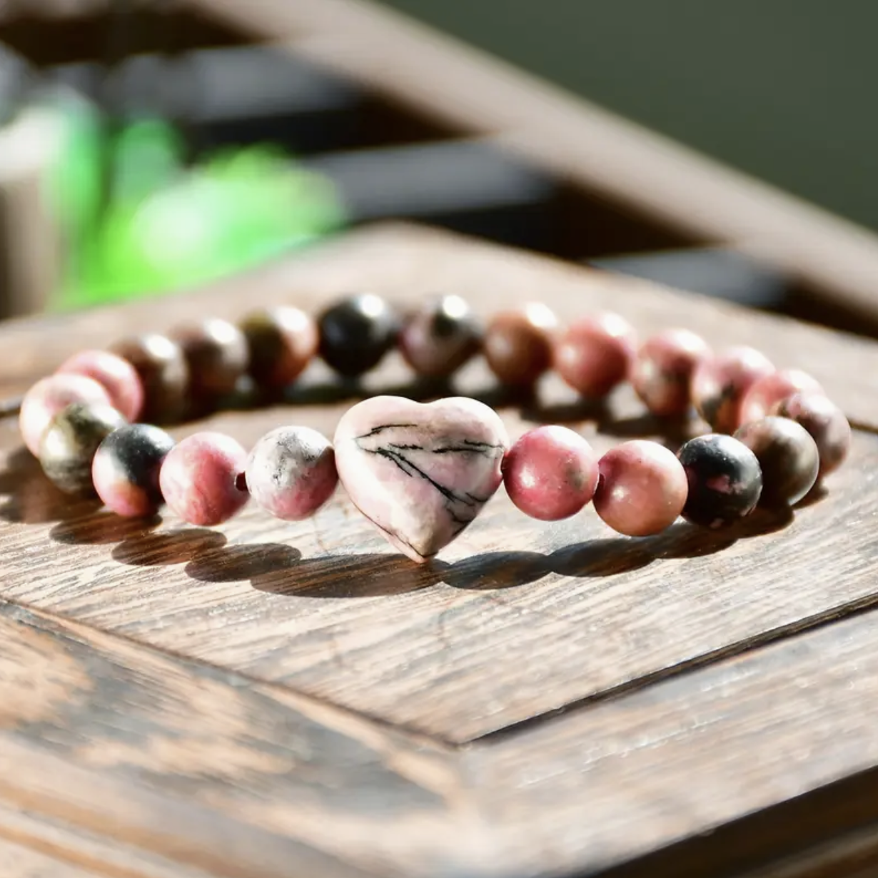 Rhodoniet hart armband