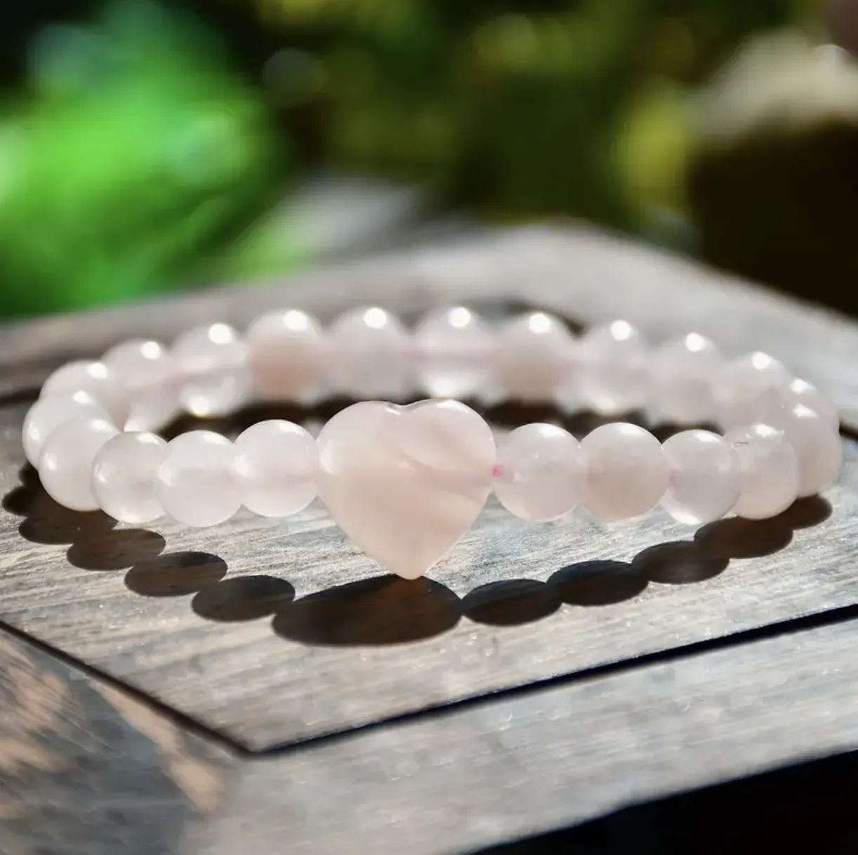 Rozenkwarts hart armband