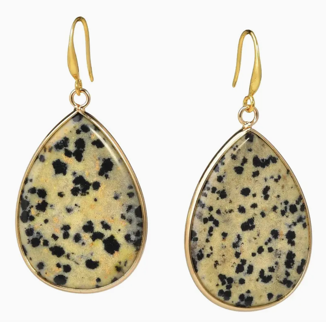 Dalmatiër Jaspis Oorbellen Peervorm